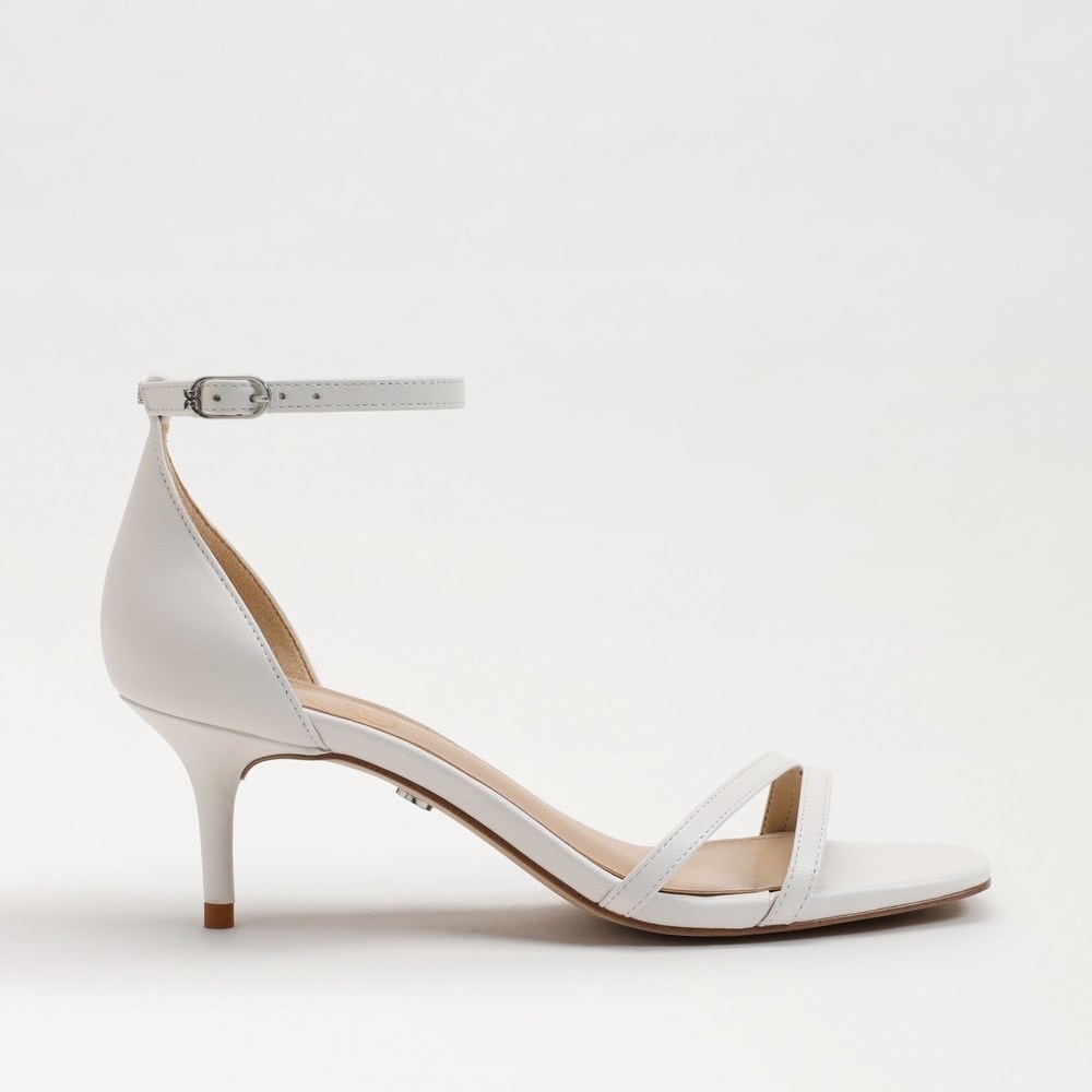 Sam Edelman Peonie Kitten Heel Sandal White Leather Ankle Strap Resort Shoes 9.5 - Picture 3 of 17